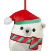 Kellytoys Squishmallows Brooke Polar Bear 4-Inch Plush Ornament - Holiday Classic Collection